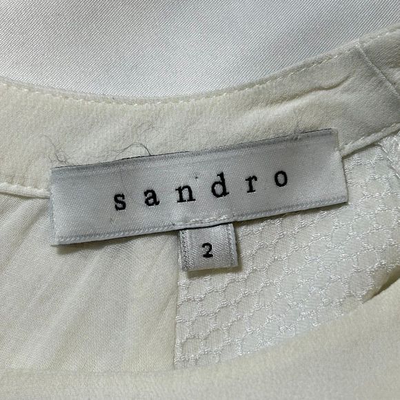 Sandro Short Sleeve open back‎ Mini Dress Womens Medium (Sandro sz 2) white - Picture 7 of 8